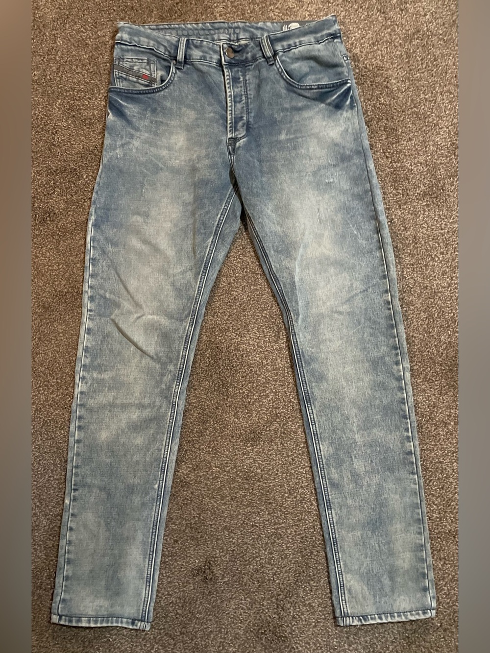 Diesel Sleenker SlimSkinny Jeans in Light Blue Washed Cow Leather(Made in Italy)